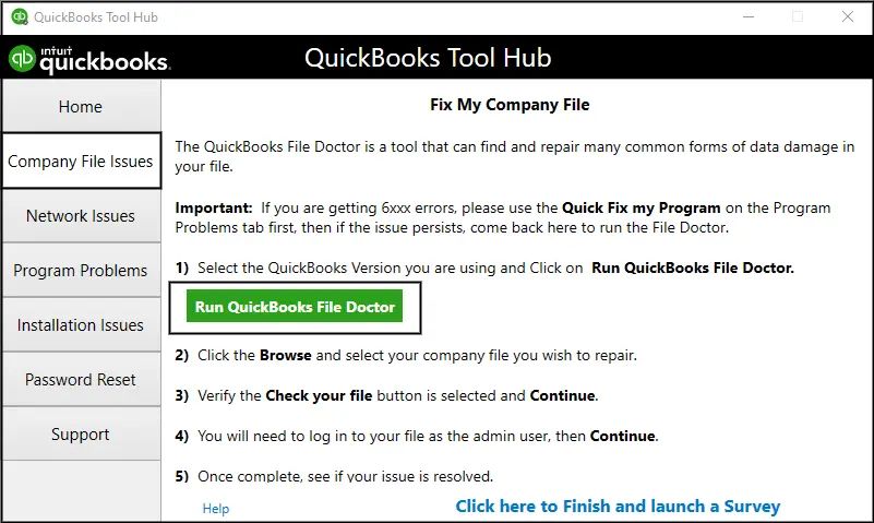 Using File Doctor Tool on QuickBooks