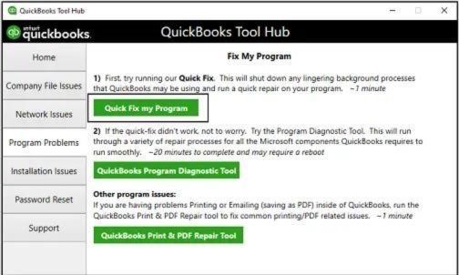 Repair The Error Using QuickBooks Tool Hub