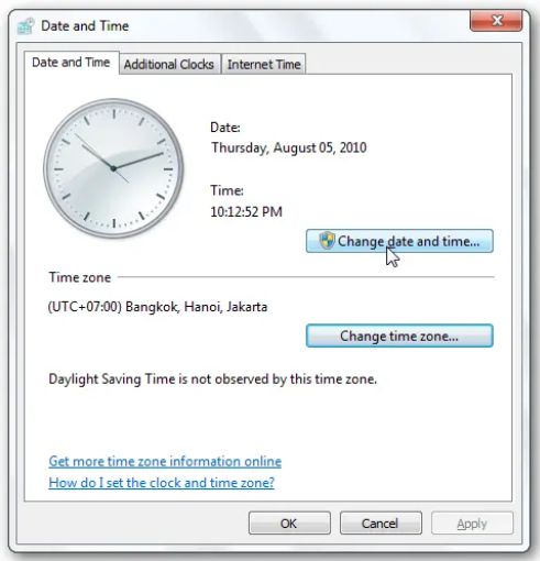 Checking Date & Time Settings