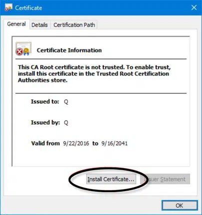 Verify the QuickBooks Security Certificate